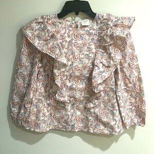 Crewcuts - Girls cotton poplin ruffle top - size L